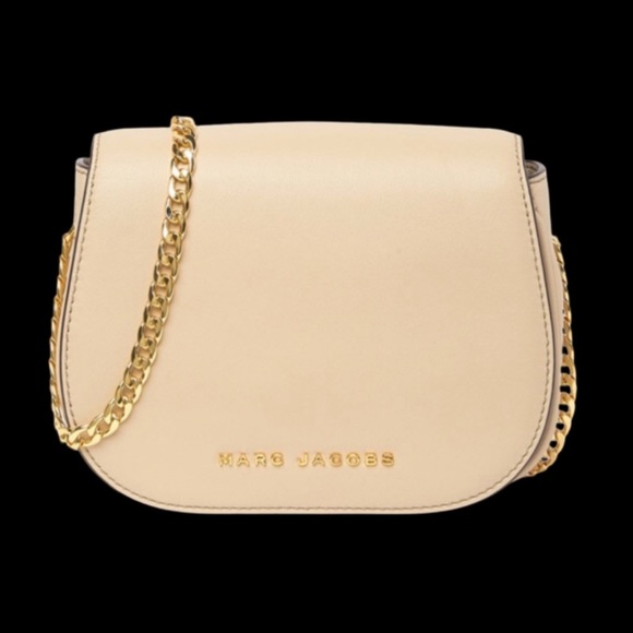 Marc Jacobs Beige Nude Off-White Leather Gold Link Chain Crossbody Shoulder bag - Picture 6 of 8